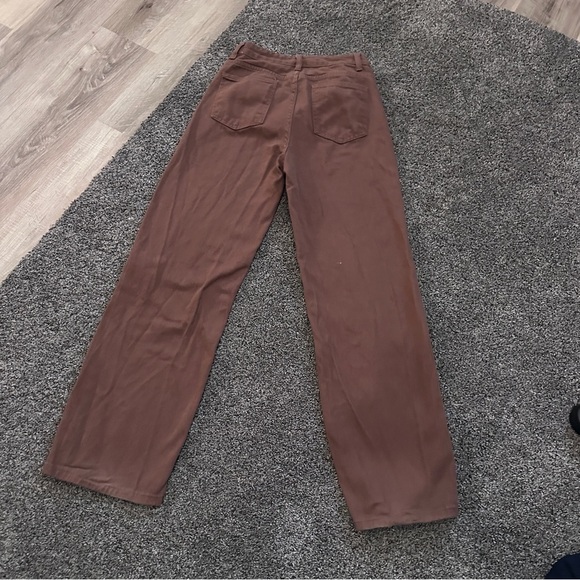 SHEIN Brown Corduroy Pants High Waist Straight Leg Size 28 Casual Fall Style - Picture 6 of 7
